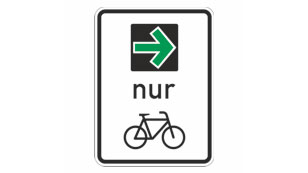 Das Bild zeigt das Verkehrzeichen Z-721: Grünpfeil für Radfahrer